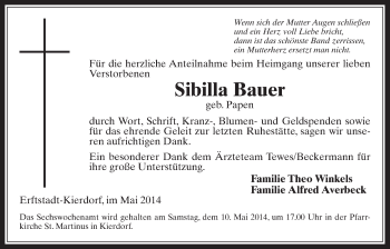 Anzeige von Sibilla Bauer von  Werbepost 