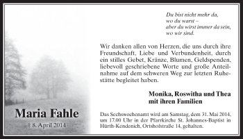 Anzeige von Maria Fahle von  Wochenende 