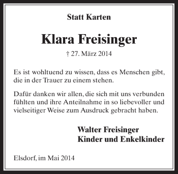 Anzeige von Klara Freisinger von  Werbepost 