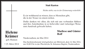 Anzeige von Helene Krämer von  Werbepost 