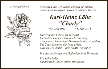 Anzeige von Karl-Heinz Löhe von  Bergisches Handelsblatt 