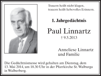 Anzeige von Paul Linnartz von  Schlossbote/Werbekurier 