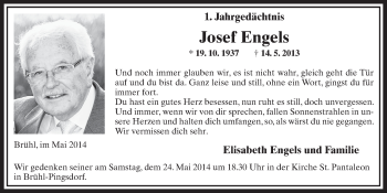 Anzeige von Josef Engels von  Schlossbote/Werbekurier 