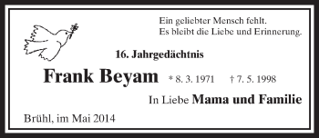 Anzeige von Frank Beyam von  Schlossbote/Werbekurier 