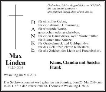 Anzeige von Max Linden von  Schlossbote/Werbekurier 