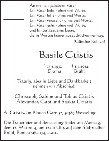 Anzeige von Basik Ctistis von  Schlossbote/Werbekurier 