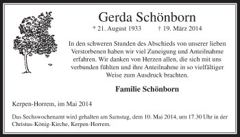 Anzeige von Gerda Schönborn von  Werbepost 