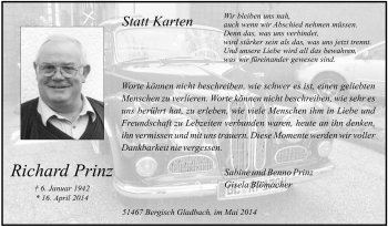 Anzeige von Richard Prinz von  Bergisches Handelsblatt 