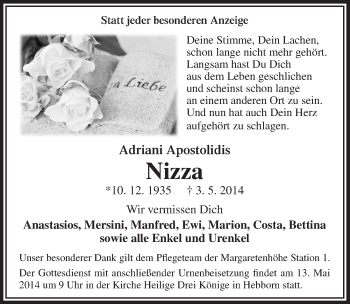Anzeige von Adriani Apostolidis von  Bergisches Handelsblatt 