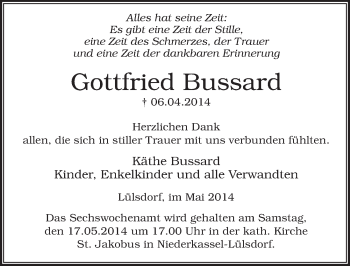 Anzeige von Gottfried Bussard von  Extra Blatt 