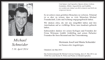 Anzeige von Michael Schneider von  Schaufenster/Blickpunkt 