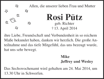 Anzeige von Rosi Pütz von  Blickpunkt Euskirchen 