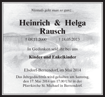 Anzeige von Heinrich und Helga Rausch von  Werbepost 