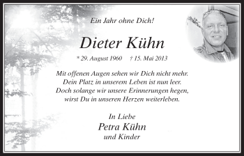 Anzeige von Dieter Kühn von  Werbepost 