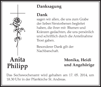 Anzeige von Anita Philipp von  Schlossbote/Werbekurier 