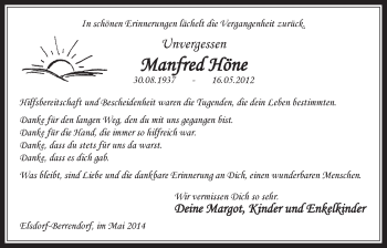 Anzeige von Manfred Höne von  Werbepost 