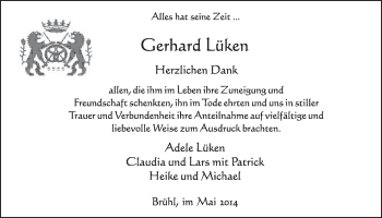 Anzeige von Gerhard  Lüken von  Schlossbote/Werbekurier 