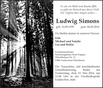 Anzeige von Ludwig Simons von  Blickpunkt Euskirchen 