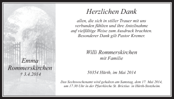 Anzeige von Emma Rommerskirch von  Wochenende 