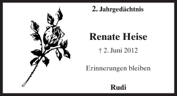Anzeige von Renate Heise von  Anzeigen Echo 