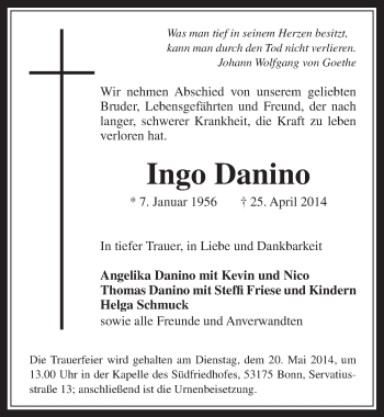 Anzeige von Ingo Danino von  Werbepost 