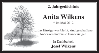 Anzeige von Anita Wilkens von  Schaufenster/Blickpunkt 