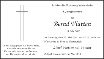 Anzeige von Bernd Vlatten von  Blickpunkt Euskirchen 