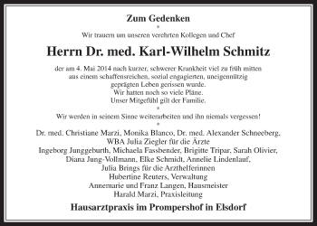 Anzeige von Karl-Wilhelm Schmitz von  Werbepost 