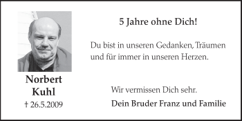 Anzeige von Norbert Kuhl von  Schlossbote/Werbekurier 