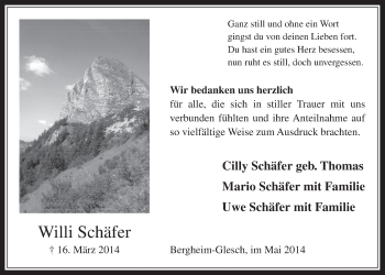 Anzeige von Willi Schäfer von  Werbepost 