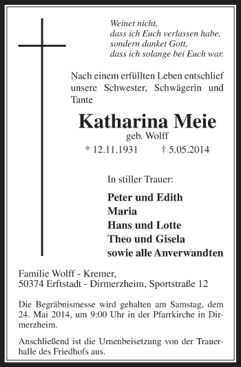 Anzeige von Katharina Meie von  Werbepost 