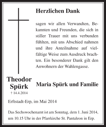 Anzeige von Theodor Spürk von  Werbepost 