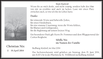 Anzeige von Christian Nix von  Werbepost 
