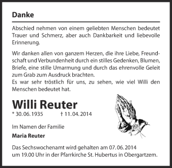 Anzeige von Willi Reuter von  Blickpunkt Euskirchen 
