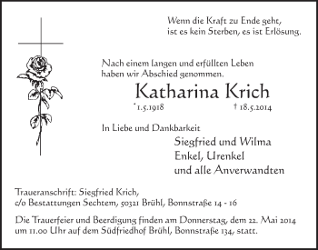 Anzeige von Katharina Krich von  Schlossbote/Werbekurier 