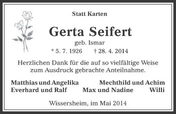 Anzeige von Gerta Seifert von  Werbepost 