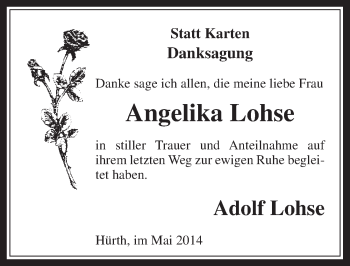 Anzeige von Angelika Lohse von  Sonntags-Post 