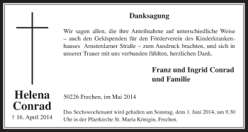 Anzeige von Helena Conrad von  Wochenende 