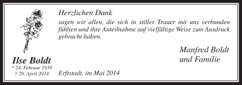 Anzeige von Ilse Boldt von  Sonntags-Post 