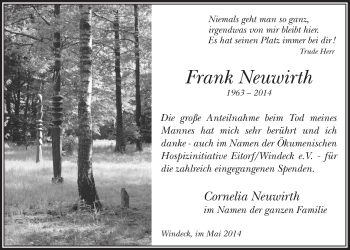 Anzeige von Frank Neuwirth von  Lokalanzeiger 