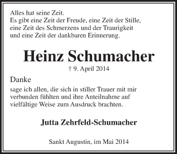 Anzeige von Heinz Schumacher von  Extra Blatt 