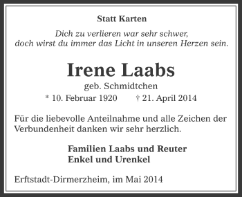 Anzeige von Irene Laabs von  Werbepost 