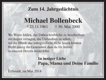 Anzeige von Michael Bollenbeck von  Werbepost 