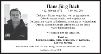 Anzeige von Hans Jörg Bach von  Werbepost 