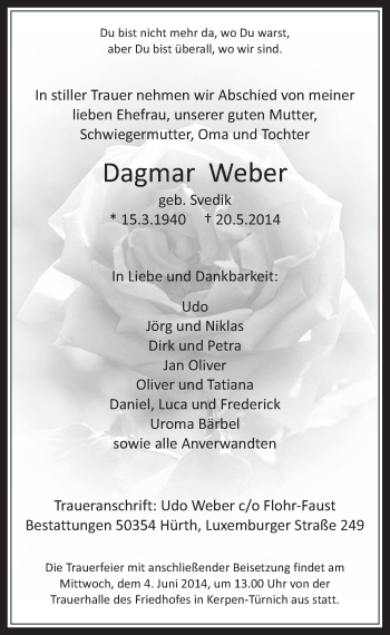 Anzeige von Dagmar Weber von  Werbepost 