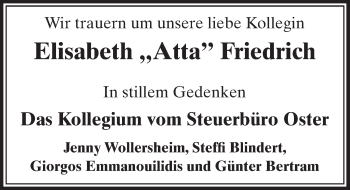 Anzeige von Elisabeth Friedrich von  Schlossbote/Werbekurier 