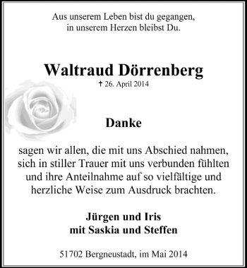 Anzeige von Waltraud Dörrenberg von  Anzeigen Echo 