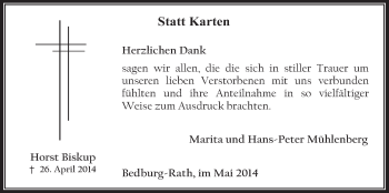 Anzeige von Horst Biskup von  Werbepost 