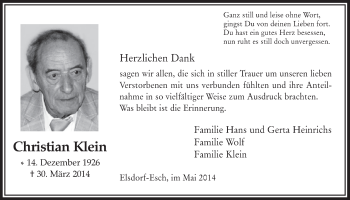 Anzeige von Christian Klein von  Werbepost 