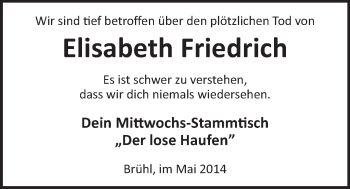 Anzeige von Elisabeth Friedrich von  Schlossbote/Werbekurier 